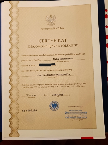 Gratulacje dla Nadii!