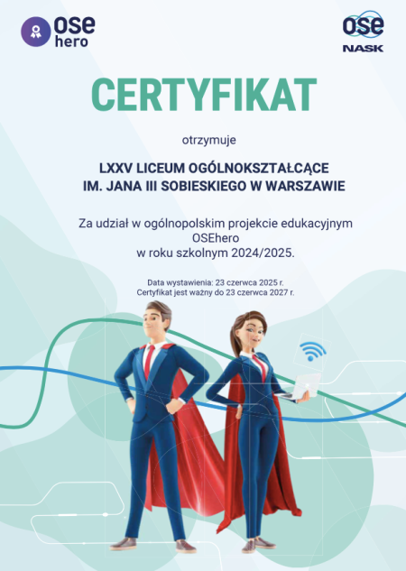 Liceum Sobieskiego z tytułem „Szkoły Cyberbezpiecznej”